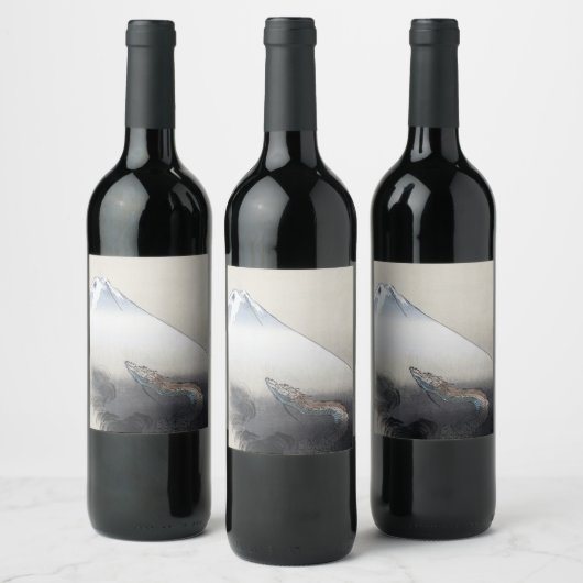 Ryu Shoten: Opstijgende draak boven Fuji, Japan Wijn Etiket (Flessen)