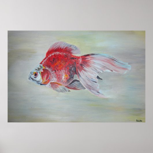 Ryukin Goldfish Acrylverf Poster (Voorkant)