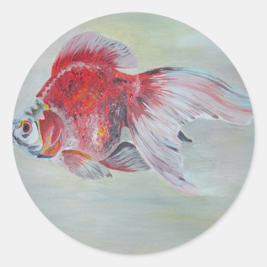 Ryukin Goldfish Acrylverf Ronde Sticker (Voorkant)