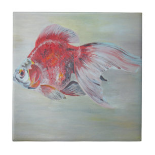 Ryukin Goldfish Acrylverf Tegeltje