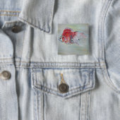 Ryukin Goldfish Acrylverf Vierkante Button 5,1 Cm (In situ)