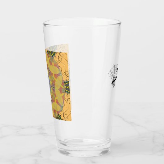RZ-glas cup roos zoals caleidoscoop kunst, GEEL Glas (Links)
