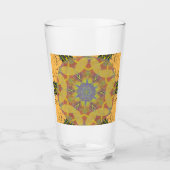 RZ-glas cup roos zoals caleidoscoop kunst, GEEL Glas (Voorkant)