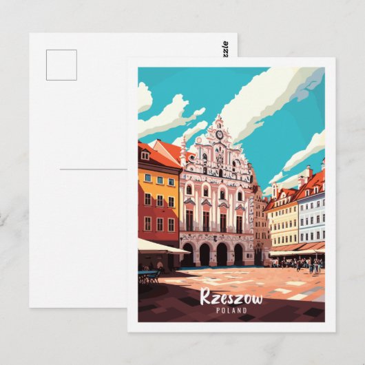 Rzeszow Polen vintage reisplaats illustratie Briefkaart (Voorkant / Achterkant)