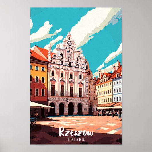 Rzeszow Polen vintage reisplaats illustratie Poster (Voorkant)