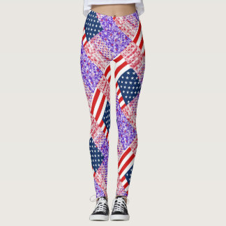 RZX-USA Vlag op een blauwe achtergrond Leggings