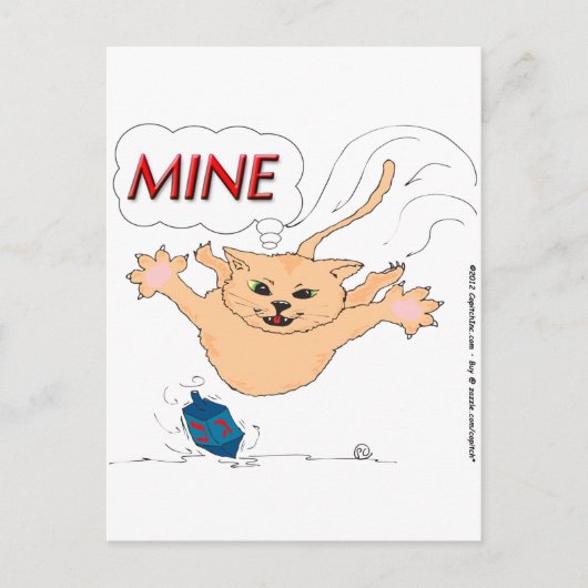 S11 Kat Pouncing op Hanukkah Dradle Feestdagenkaart (Voorkant)