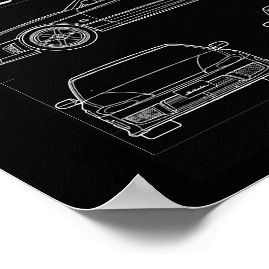 S15 Spec R Aero Lijn Art Blauw Afdruktekening TE37 Poster (Hoek)