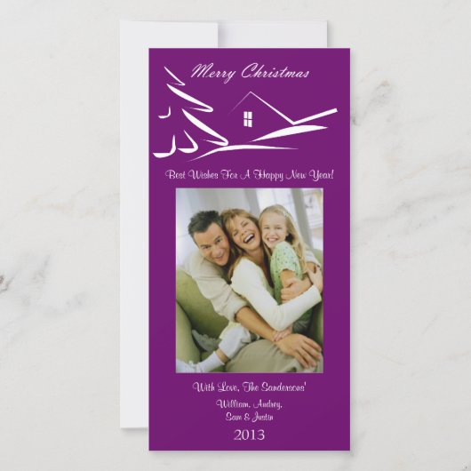 S3 Simple Beauty-Plumb Xmas-fotokaart Feestdagenkaart (Voorkant)