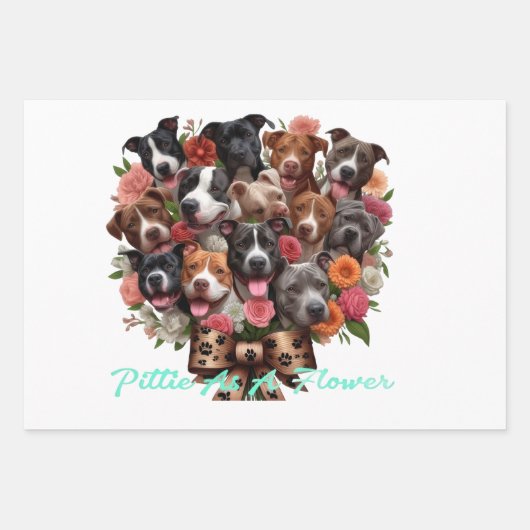 S/3 pitbull cadeauverpakkingen inpakpapier vel (Voorkant)