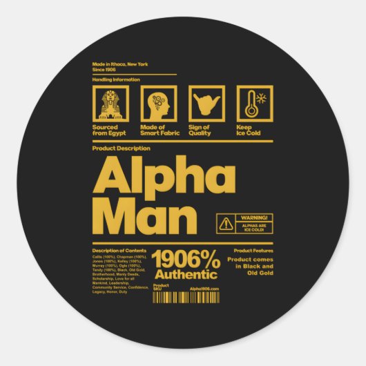 S Alpha African 1906 Broederschap Informatie Descr Ronde Sticker (Voorkant)