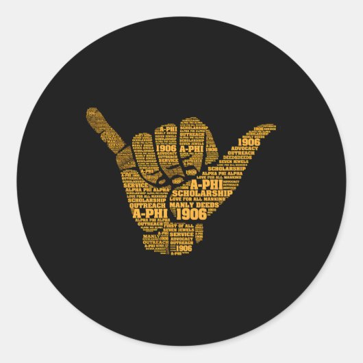 S Alpha Afrikaanse Broederschap Hand Teken Woorden Ronde Sticker (Voorkant)