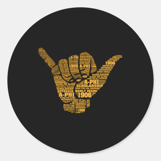 S Alpha Afrikaanse Broederschap Hand Teken Woorden Ronde Sticker (Voorkant)