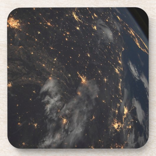 's Avonds licht de stad op de planeet aarde Bier Onderzetter (Voorkant)