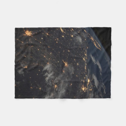's Avonds licht de stad op de planeet aarde Fleece Deken (Voorkant (Horizontaal))