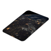 's Avonds licht de stad op de planeet aarde Magneet (Linkerzijde)