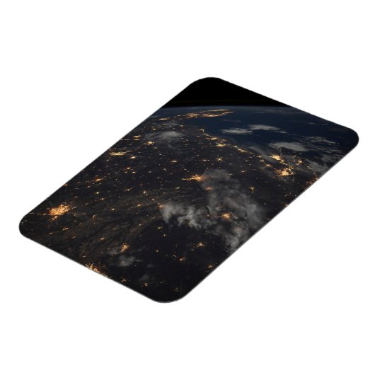 's Avonds licht de stad op de planeet aarde Magneet (Linkerzijde)