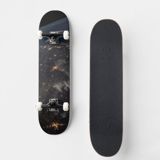 's Avonds licht de stad op de planeet aarde Persoonlijk Skateboard (Voorkant)