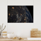 's Avonds licht de stad op de planeet aarde Poster (Keuken)