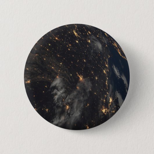 's Avonds licht de stad op de planeet aarde Ronde Button 5,7 Cm (Voorkant)