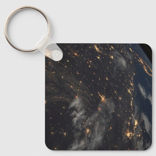 's Avonds licht de stad op de planeet aarde Sleutelhanger (Voorkant)