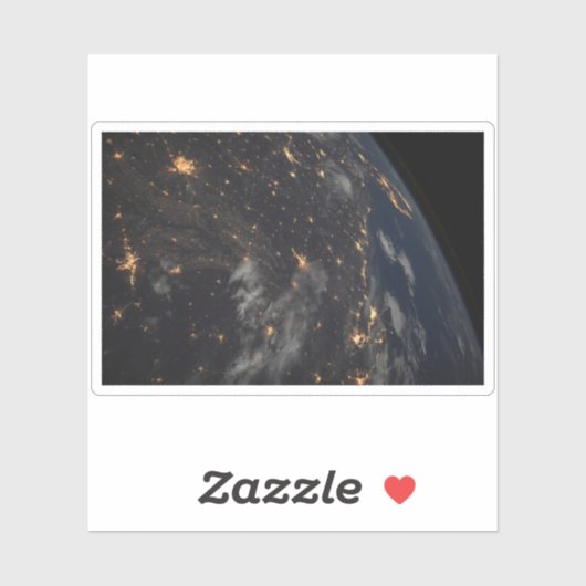 's Avonds licht de stad op de planeet aarde Sticker (Vel)