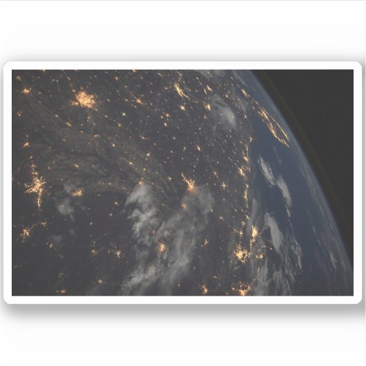 's Avonds licht de stad op de planeet aarde Sticker (Voorkant)