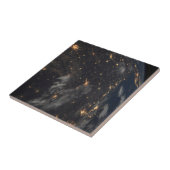 's Avonds licht de stad op de planeet aarde Tegeltje (Zijkant)