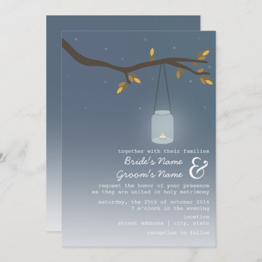 's avonds vallen we met een kaars - Mason Jar met  Kaart (Voorkant / Achterkant)