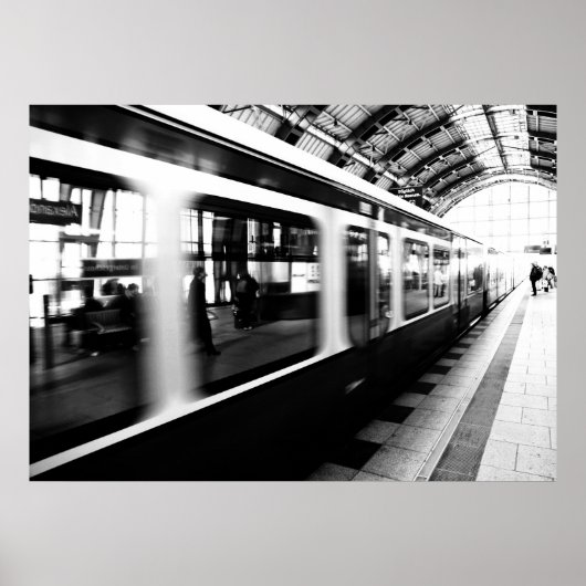 S-Bahn Berlin Schwarz Weiß Fotografie Poster (Voorkant)