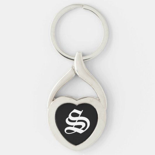 "S" Black Heart Keychain (Voorkant)