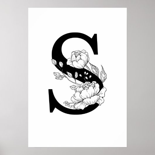 S botanisch monogram. Letter-initiaal met pinda's Poster (Voorkant)