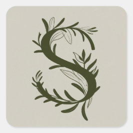 S botanisch monogram vierkante sticker