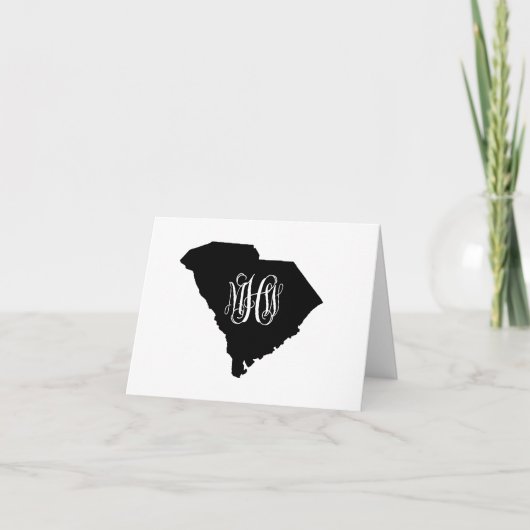 S Carolina Black White Vine Monogram DIY BG Bedankkaart (Voorkant)