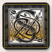 "S" Celtic Black Stone Monogram Onderzetters (Voorkant)