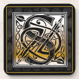 "S" Celtic Black Stone Monogram Onderzetters