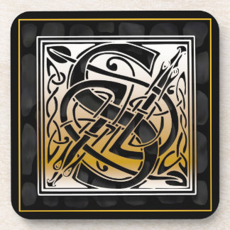 "S" Celtic Black Stone Monogram Onderzetters