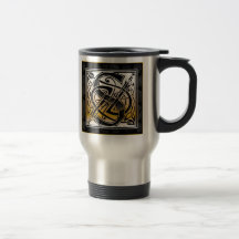 S "Celtic Black Stone" Monogram Travel Mugs