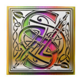 S Celtic Rainbow Aangepaste monogram tegel Tegeltje (Voorkant)