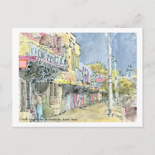 S. Congres Ave. bij Monroe St., Austin, Texas Briefkaart (Voorkant)