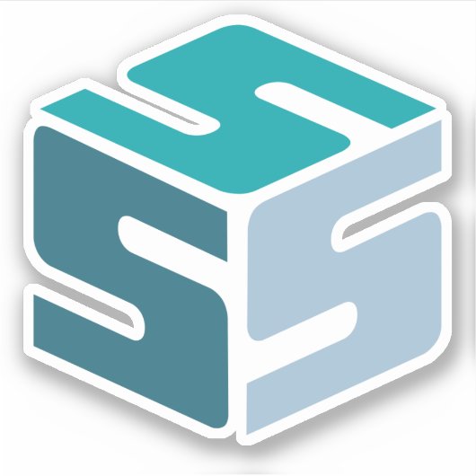 S-Cubed Blauwe Logo Sticker (3" x 3") (Voorkant)