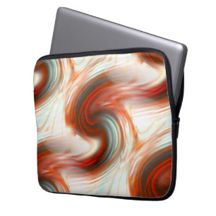 S-curve in oesterbeige textuur en rood gearceerd o laptop sleeve