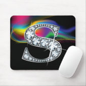 "S" Diamond Bling met regenboogwervelkolom Mousepa Muismat (Met muis)