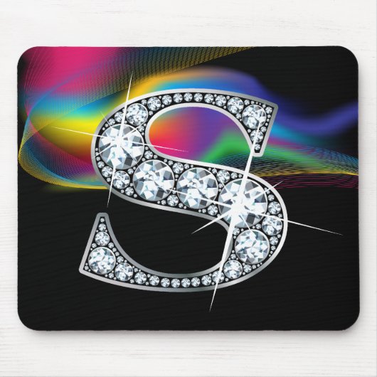 "S" Diamond Bling met regenboogwervelkolom Mousepa Muismat (Voorkant)