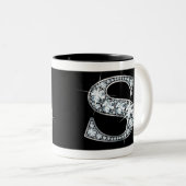 "S" Diamond Bling on Black Mok (Voorkant rechts)