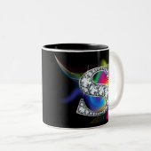 "S" Diamond Bling on Rainbow Swirl Mok (Voorkant rechts)