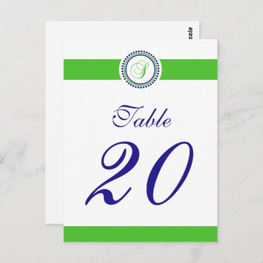 S Dot Circle Monogram Tafelnummer (Limoen / Blauw) (Voorkant / Achterkant)