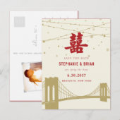 S_Double Happiness Lights Sla het datum Briefkaart (Voorkant / Achterkant)