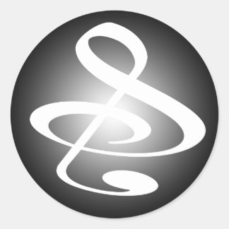 "S", "&" en/of treble Clef Musical Note Ronde Sticker