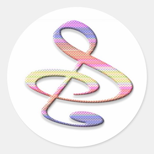 "S", "&" en/of treble Clef Musical Note Ronde Sticker (Voorkant)